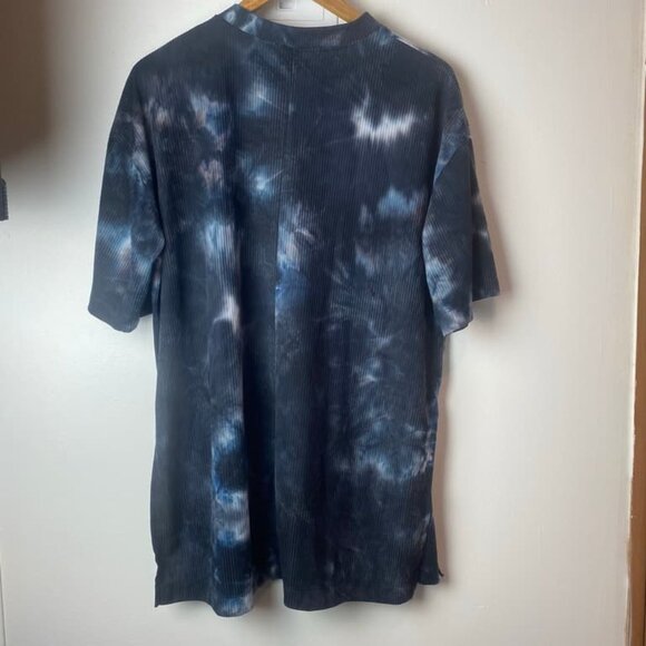 Dressed in Lala Oversized Ribbed Tie Dye Top SIze Small Blue White Shirt - Picture 3 of 4